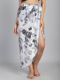 Cukoo - White Tropical Print Cover Up Sarong