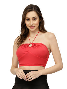 Cukoo - Padded Red Halter Neck Swim Top