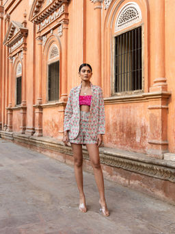 MARCHE - Positano Pink Printed Cotton Co-Ord (Set of 2)