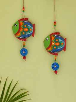 ExclusiveLane - The Fish Twins' Handmade Decorative Wall Hanging In Terracotta (Set of 2)