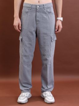 HIGHLANDER - Men Relaxed Fit Clean Look Cotton Cargo Jeans
