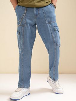 HIGHLANDER - Men Light Blue Baggy Tapered Jeans
