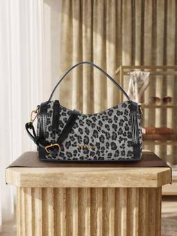 ESBEDA - Black Wildside Curved Shoulder Bag with Detachable Strap