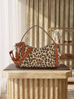 ESBEDA - Tan Wildside Curved Shoulder Bag with Detachable Strap