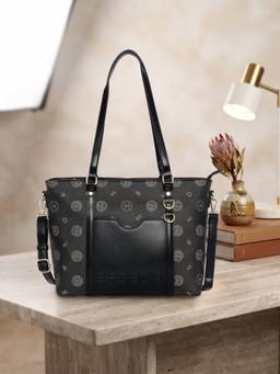 ESBEDA - Black Pocket Shoulder Bag with Detachable Strap