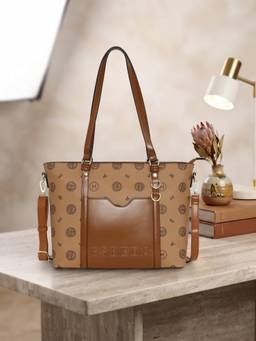 ESBEDA - Tan Pocket Shoulder Bag with Detachable Strap