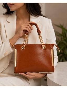 Fabbhue - Women's Tan Solid Handbag