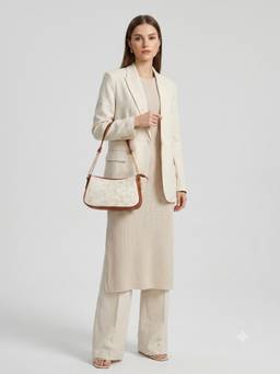Fabbhue - Women's Beige Textured Shoulder Bag