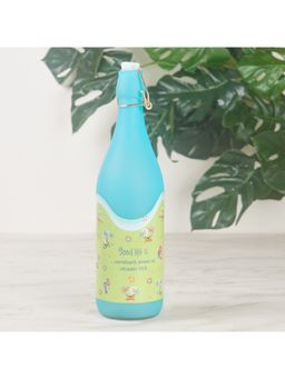 HomeTown - Good Life Glass Frosted Bottle 1 Ltr In Blue Colour