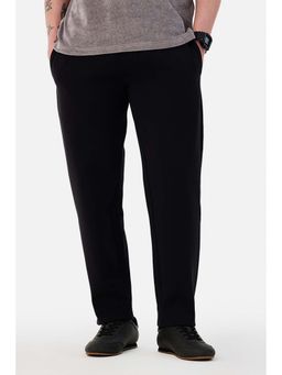 Snitch - Black Solid Relaxed Trackpants for Men