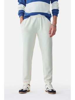 Snitch - White Solid Relaxed Trackpants for Men