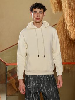 Campus Sutra - Mens Off White Oversized Pullover Hoodie