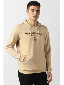 Van Heusen - Men Beige Embroidered Hoodie