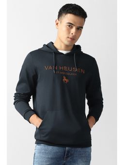 Van Heusen - Men Navy Blue Embroidered Hoodie