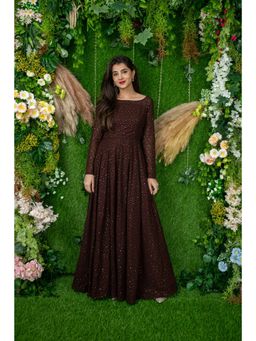 Label Shaurya Sanadhya - Brown Ethnic Gown