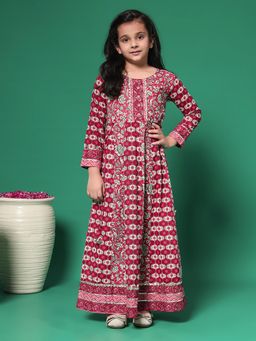 Readiprint - Maroon Floral Printed Maxi Dress