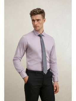 Louis Philippe - Men Purple Textured Cotton Shirt
