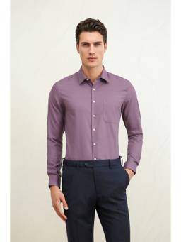 Louis Philippe - Men Purple Solid/Plain Cotton Shirt