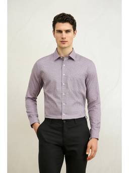 Louis Philippe - Men Purple Checks Cotton Shirt