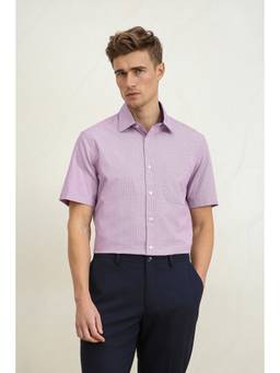 Louis Philippe - Men Purple Stripes Cotton Shirt