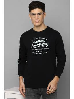 Louis Philippe - Men Black Typography Cotton Sweatshirt