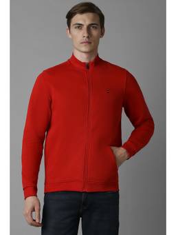 Louis Philippe - Men Red Solid/Plain Cotton Blend Jacket