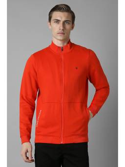 Louis Philippe - Men Orange Solid/Plain Cotton Blend Jacket