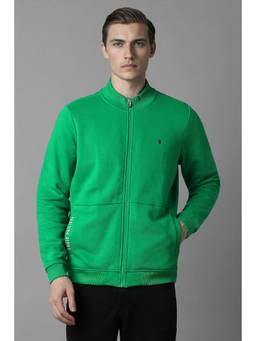 Louis Philippe - Men Green Solid/Plain Cotton Blend Jacket