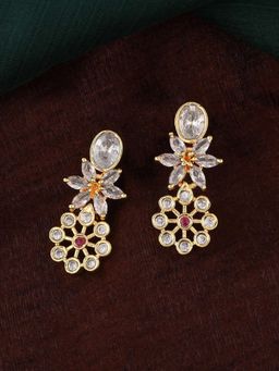Estele - Gold Plated CZ Flower Designer Earrings for Women