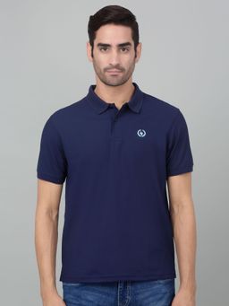Cantabil - Men Navy Blue Solid Half Sleeve Polo T-shirt