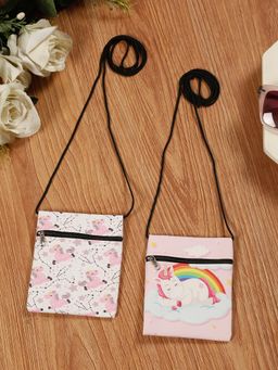 Stol'N - Pink Unicorn Printed Sling Bags (Pack of 2) (2-6 Years)