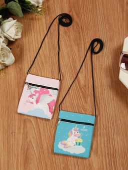 Stol'N - Multi-Color Unicorn Printed Sling Bags (Pack of 2) (2-6 Years)