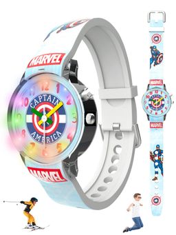 Spiky - Multi-Color Disney Captain America Glowing LED Lights Analog Watch (3-4 Years)
