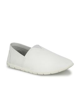 Hitz - Men's White Leather Slip On Casual Shoes