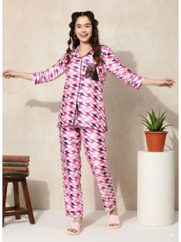 Bannos Swagger - Woman Light Pink Back Printed Retro Shirt and Pyjama