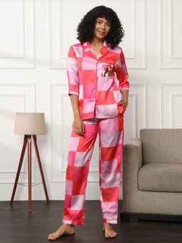 Bannos Swagger - Woman Hot Pink Back Printed Pyjama and Shirt