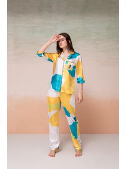 Bannos Swagger - Woman Yellow Back Printed Pyjama and Shirt