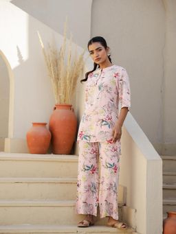 Clt.s - Pink Rayon Floral Kurta and Palazzo
