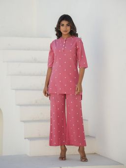 Clt.s - Pink Cotton Graphic Kurta and Palazzo