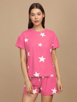 Sweet Dreams - Women Printed Short and T-shirt - Pink