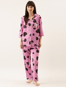 Bannos Swagger - Women Purple Printed Shirt and Pyjama