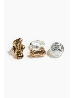 H&M - Women Gold 4-pack fluted rings