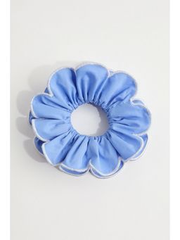 H&M - Women Blue Scalloped cotton scrunchie