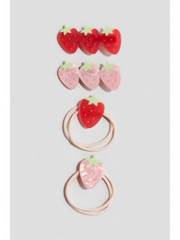 H&M - Girls Pink Strawberry-motif hair elastics and clips