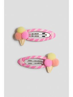 H&M - Girls Pink 2-pack appliqud hair clips
