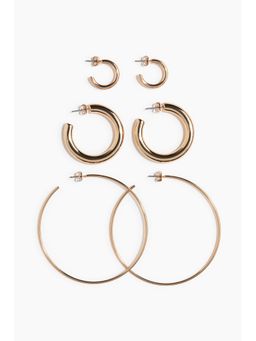 H&M - Women Gold 3 pairs hoop earrings