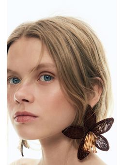 H&M - Women Brown Large flower-shaped earrings