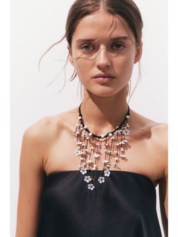 H&M - Women Black Waterfall cord necklace