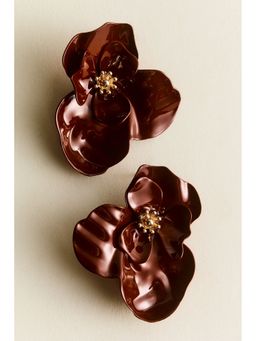 H&M - Women Red Flower-shaped statement earrings