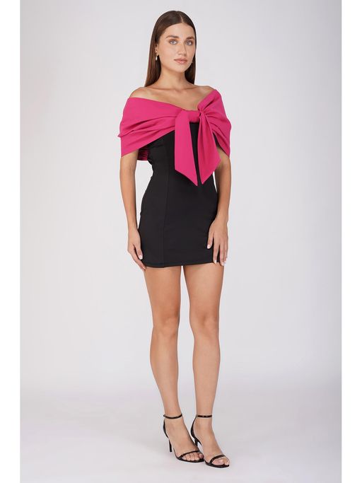 emily in paris pink bow dress Emily In Paris: Pink Bow Mini Dress XL / Black